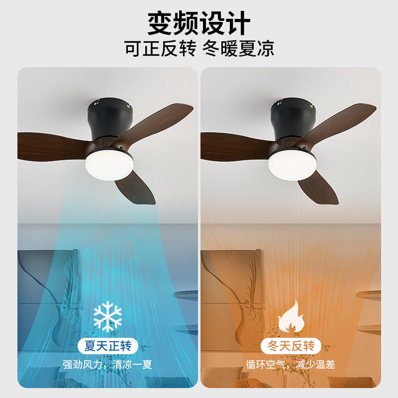 Ceiling fan light - nordic style for dining room, bedroom, children's room, and living room - inverter home use with integrated electric fan
