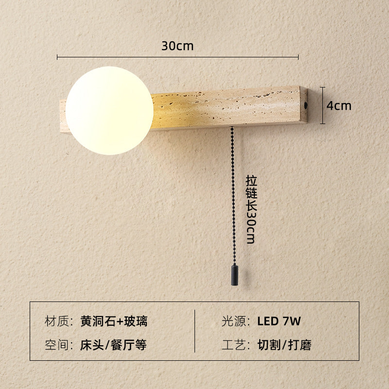 Wabi Sandy Wind Bedroom Bedside Wall Lamps Medieval Creative Designer Living Room Background Wall Stairs Cream Wind Yellow Travertine