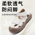 Kids' hollow-out breathable sandals, anti-collision soft sole, non-slip first walker shoes, summer closed-toe anti-kick shoes for boys and girls, ages 1-4