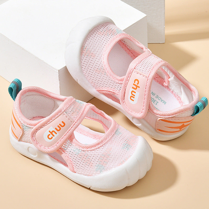 Baby sandals for boys, summer first walker shoes, 0-1-2 years old infant anti-slip soft sole mesh shoes for babies and toddlers, baby girl shoes