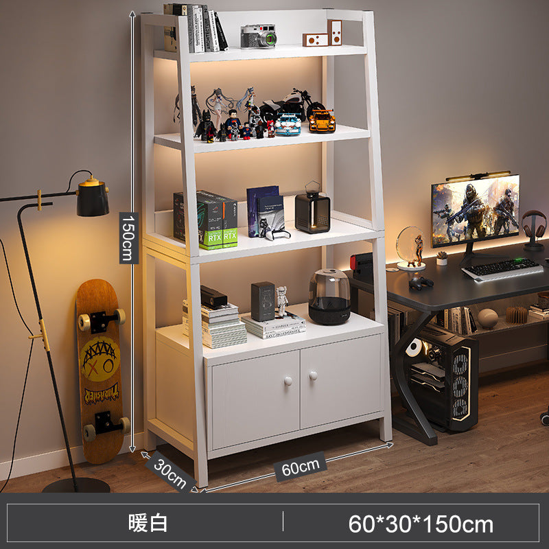 Shelf Floor-to-ceiling storage shelf Multi-layer bookshelf E-sports room Computer table Locker Wrought iron trapezoidal display shelf