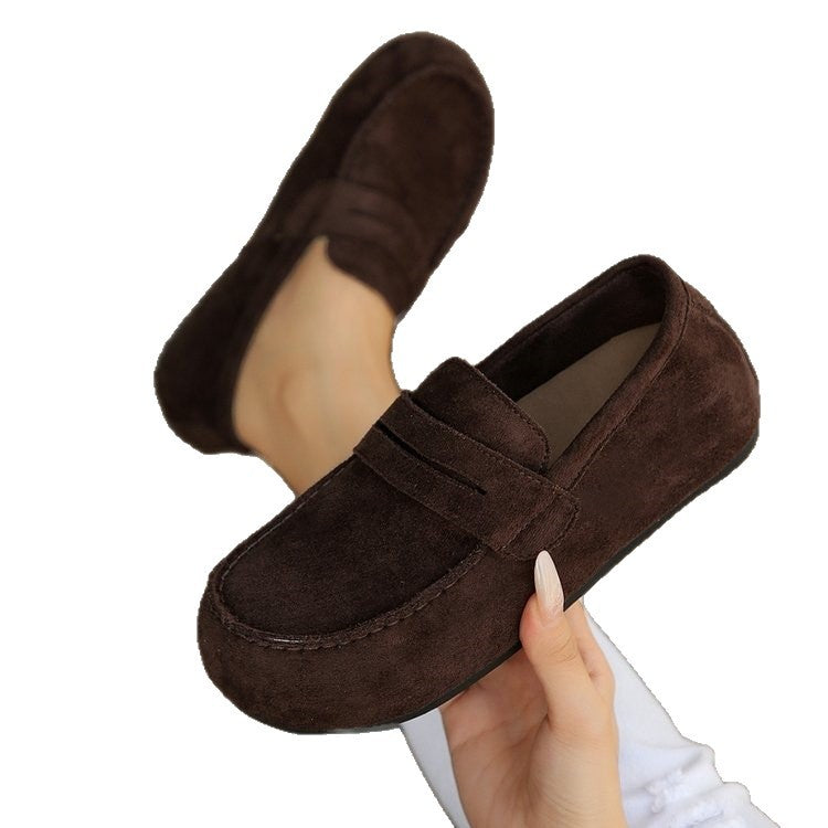 Exportplus size cowhide version korean styleretrohidden heel loafers for women  autum new slip-on flats
