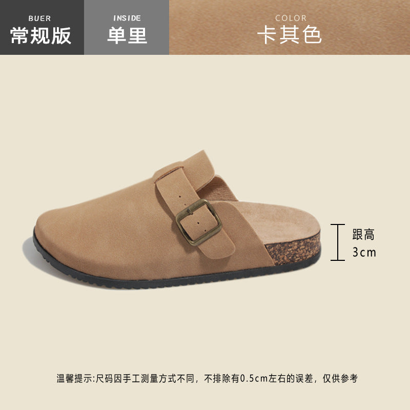 birkenstock slippers toe-cap half-slippers 2024 new spring and summer women's shoes one-leg retro water pine outwearfashion