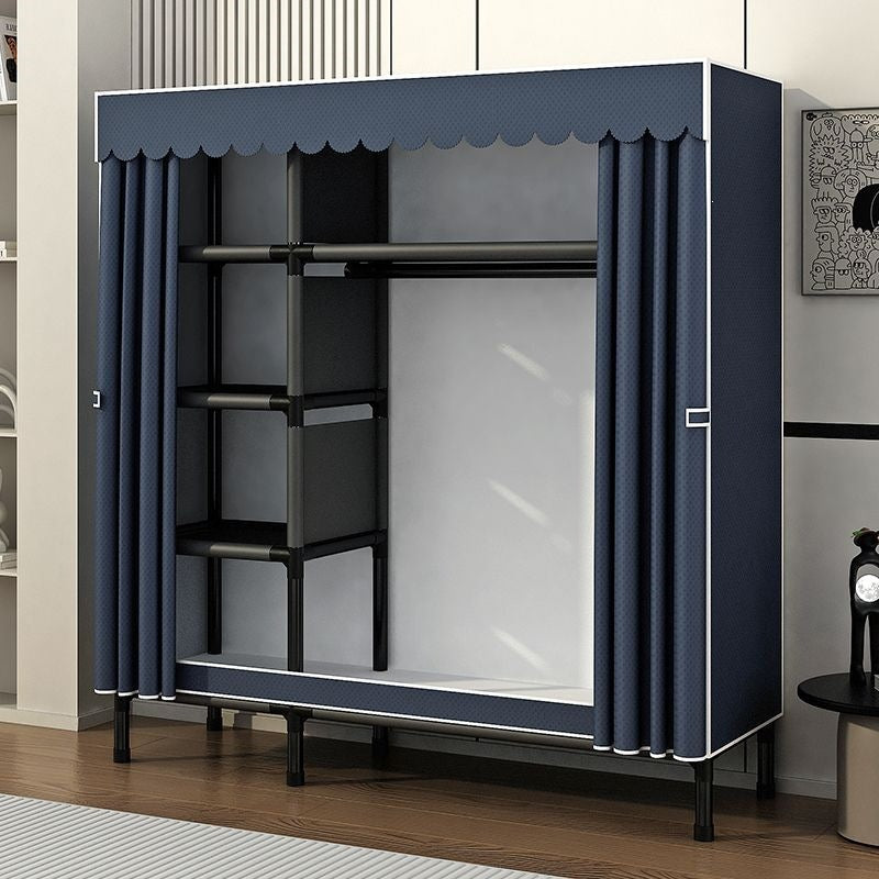 Simple wardrobe for home bedroom steel frame thickened and thickened steel pipe assembled cloth wardrobe rental room strong and durable cabinet