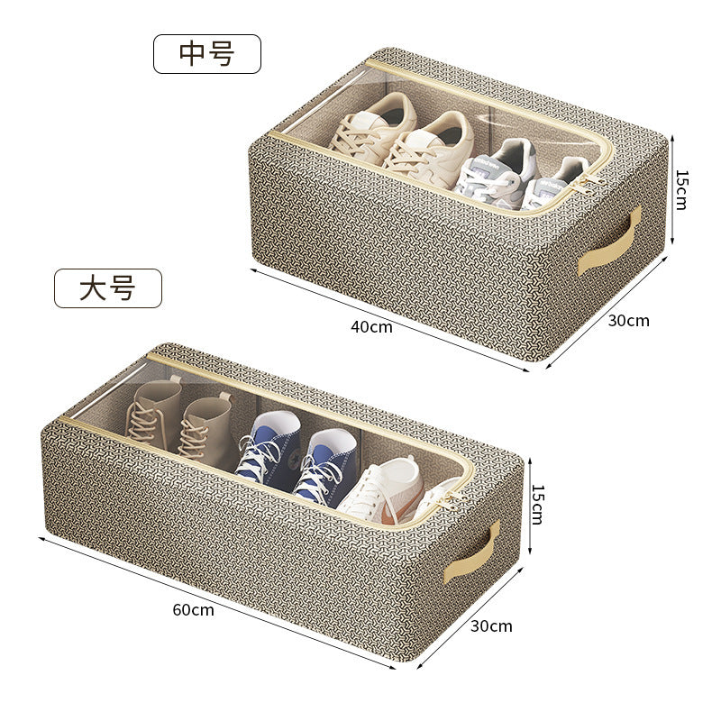 Interlock pattern installation-free home shoe storage box, thickened steel frame, foldable storage box, under-bed shoe organizer