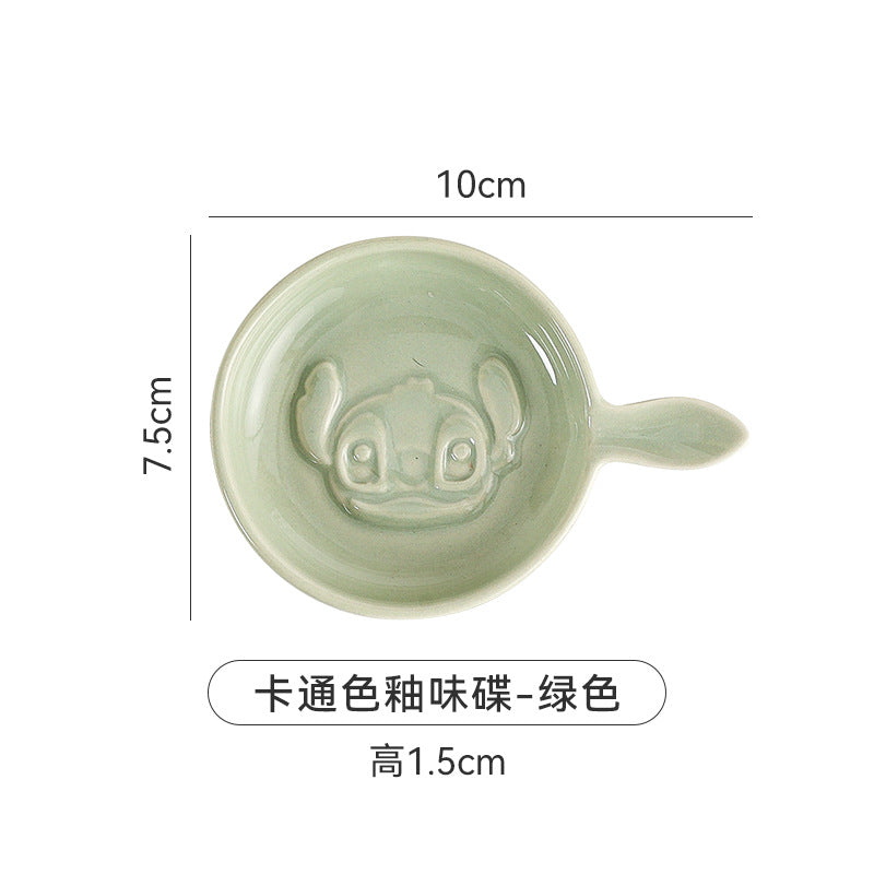 Scandinavianinsstylish ceramic relief snack plate cartoon creative cute ceramic dipping dish flavor plate snack plate
