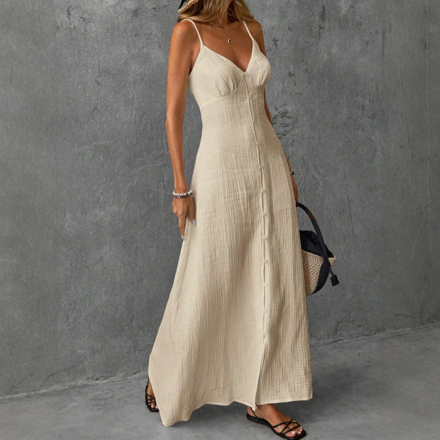 european and american cross-border new summer women's sleeveless vacation style maxi dress
