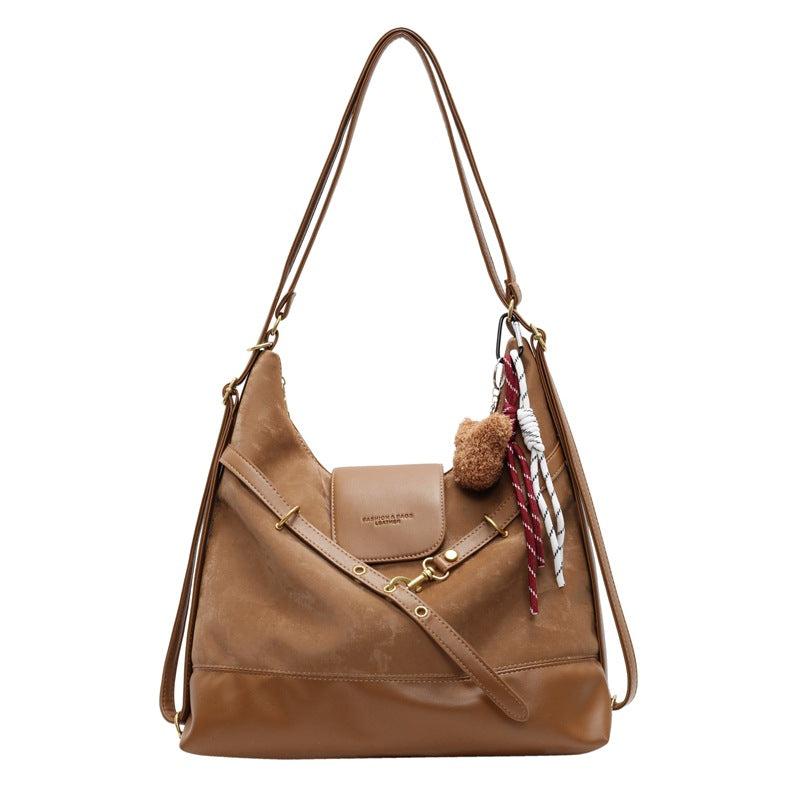 Vintage commute large capacity shoulder bag - women's niche design, new winter crossbody bag, versatile lightweight backpack