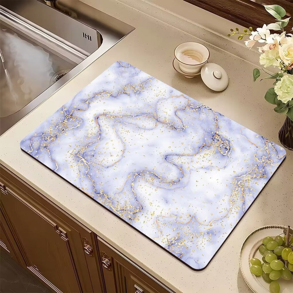 Marble diatom mud kitchen drainage mat dining table heat insulation oven mitts mat bowl and plate drying mat countertop absorbent mat