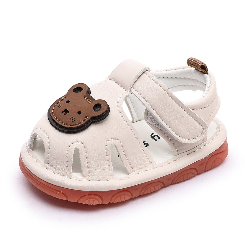 Summer infant toddler shoes, boys' and girls' squeaky shoes, tendon sole sandals, closed-toe baby shoes, soft sole non-slip children's shoes