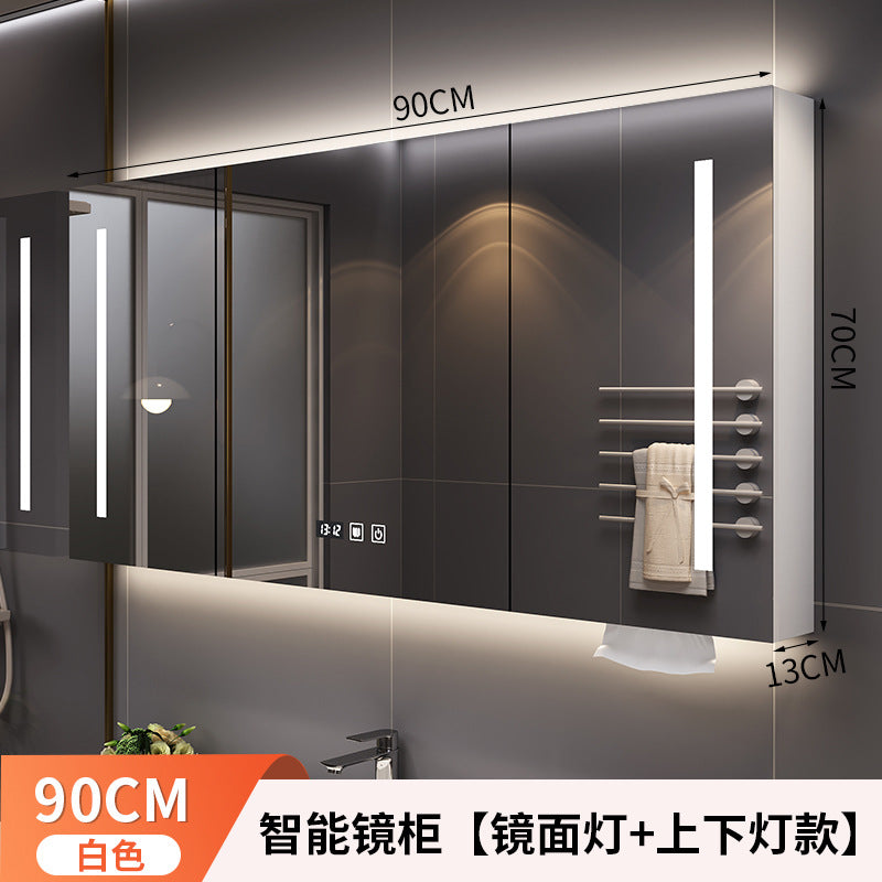 Smart bathroom mirror Solid wood separate wall-mounted bathroom mirror cabinet Locker Toilet storage locker Mirror