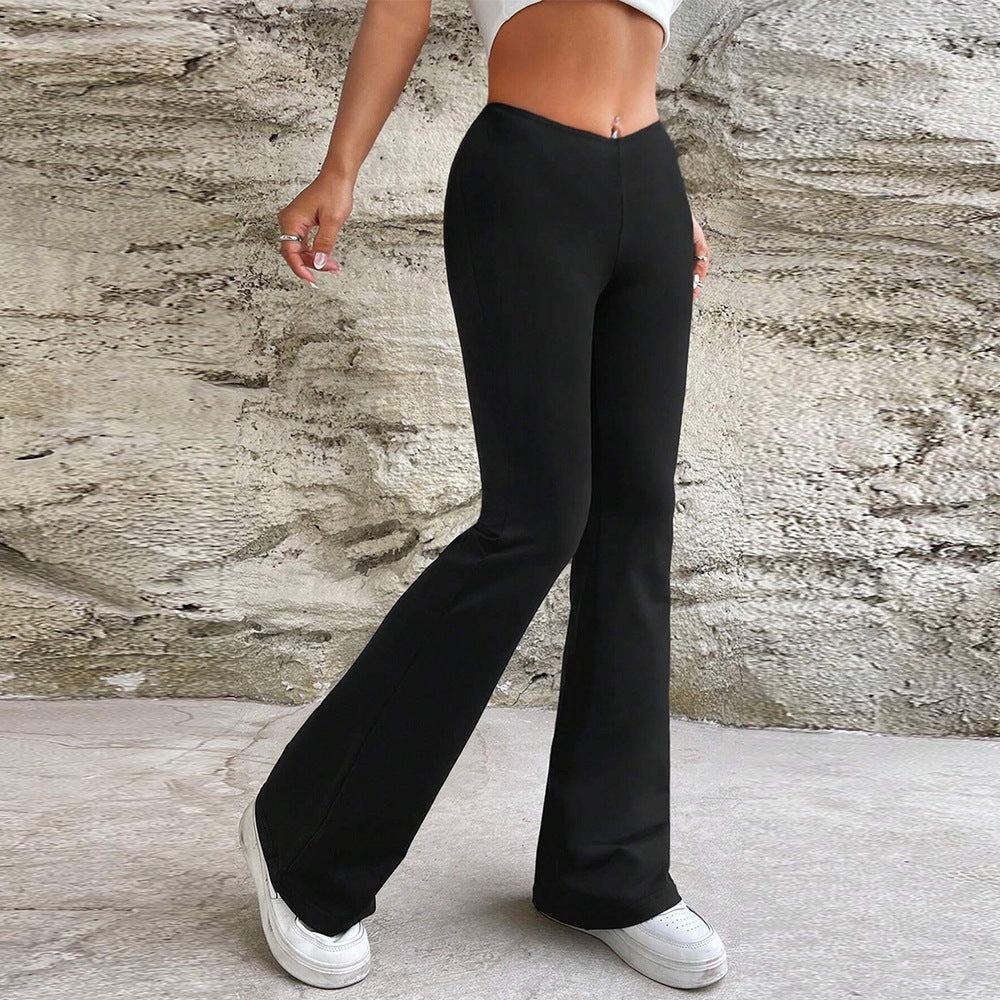 Amazon fashion cross-border  casual sports pants women's summer new v-shaped waist slimming look micro flare pants pants