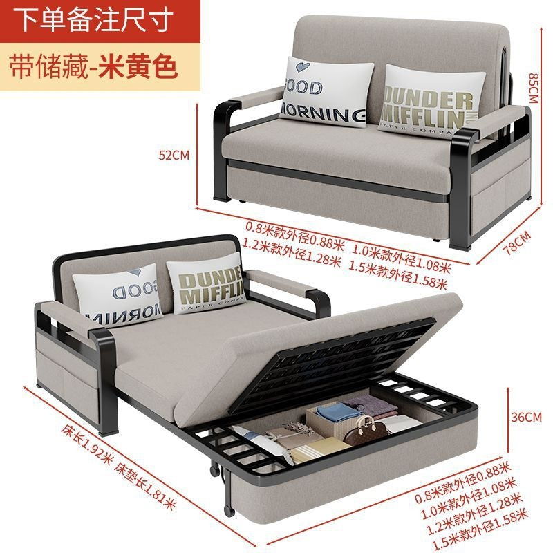 Sofa bed dual-purpose foldable small apartment living room multi-functional telescopic bed popular detachable washable fabric single sofa bed