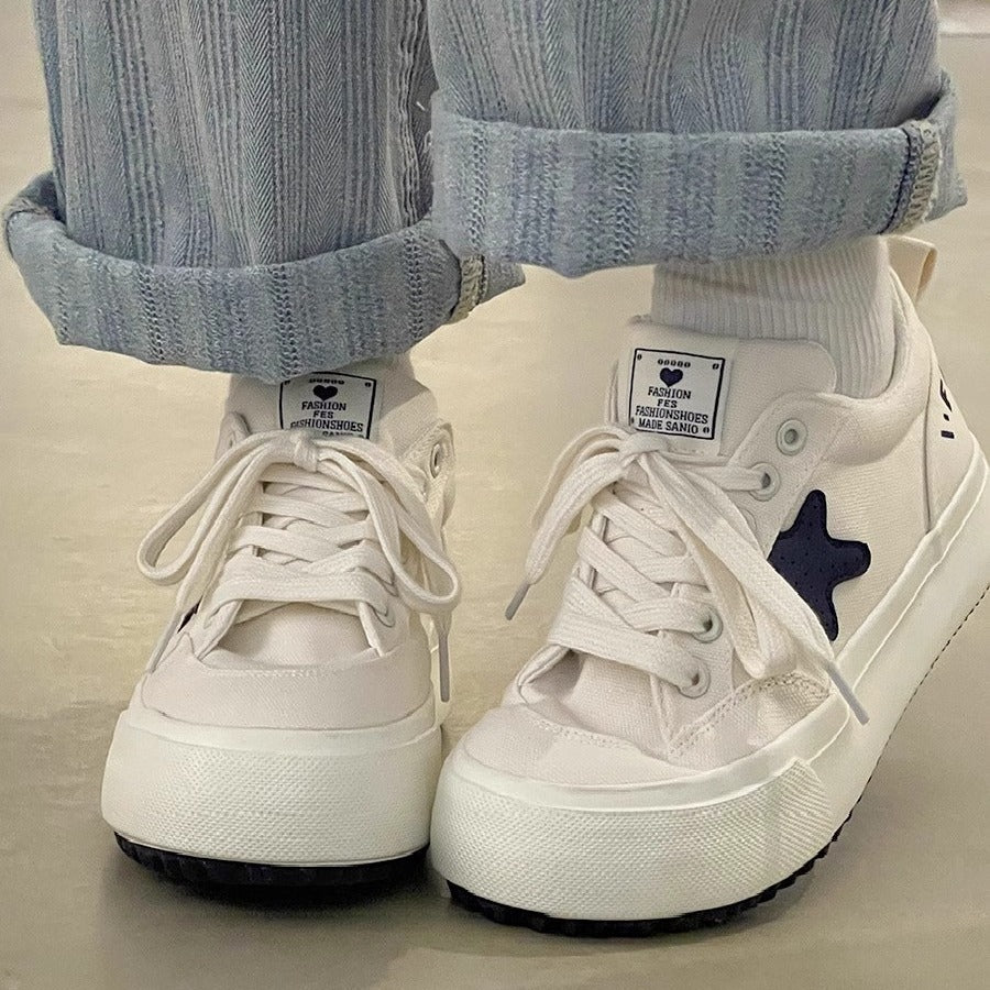 Niche style design girls white shoesflatscasual canvas shoes ins trendy easiest for match 2026new arrivalchic sneakers