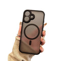 Black knight magnetic frosted semi-transparent skin-feel iphone 17 pro max case, iphone 16 drop-proof hard protective cover
