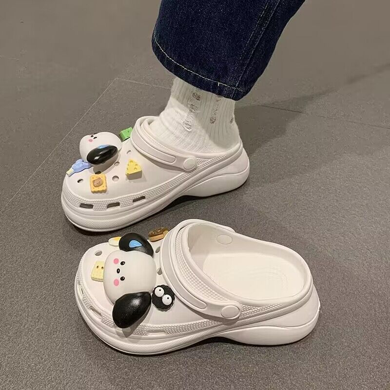 Crocs women's ins trendy summer thick sole high heels nurse baotou half drag cute outwear stepping on shit feeling beach sandals