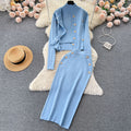 Fall and winter socialite tweed style wear women's knitting shirt three-piece sleeveless vest cardiganoutwear hip-covering skirt
