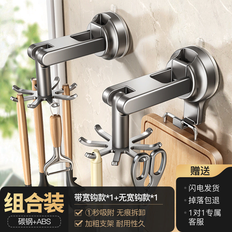 Kitchen rotate suction cup hook storage rack spatula spoon shovel hanger punch-free kitchenware storage rack