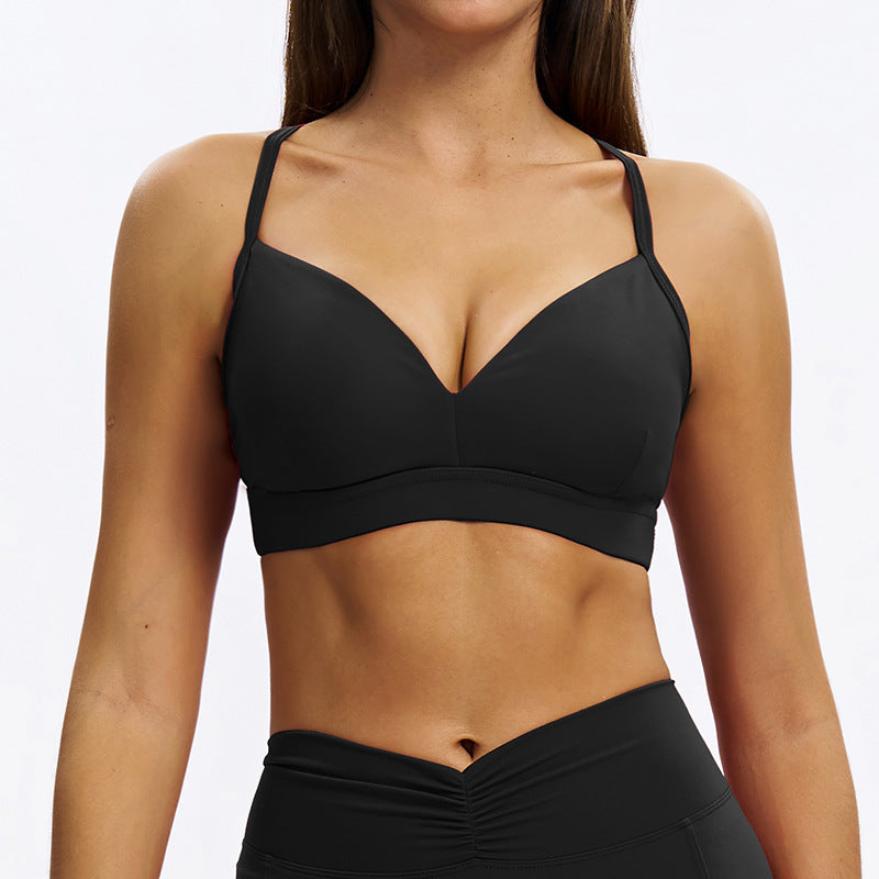 brushed quick-drying v-neck yoga bra y-shaped beautiful back adjustable intimates fitness running sports bra 9313