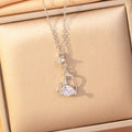 [titanium steel] light luxury elegant heart necklace for women high-end zircon inlaid versatile copper micro-inlaid electroplated clavicle chain jewelry