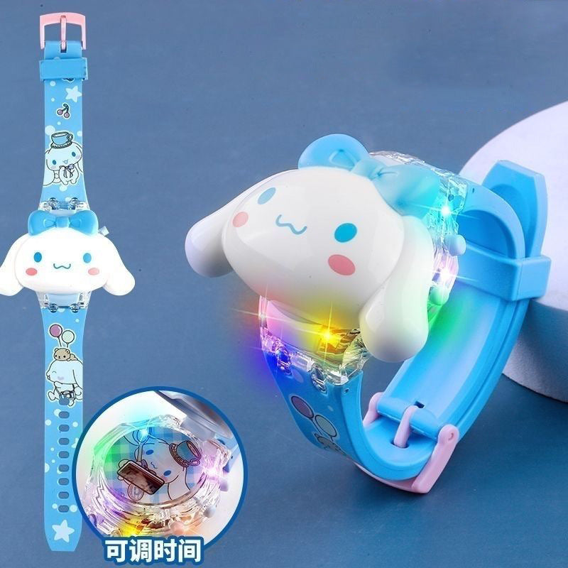 Kitty cat luminous music watch - frozen princess cartoon cute toy flip digital watch - gift for boys and girls