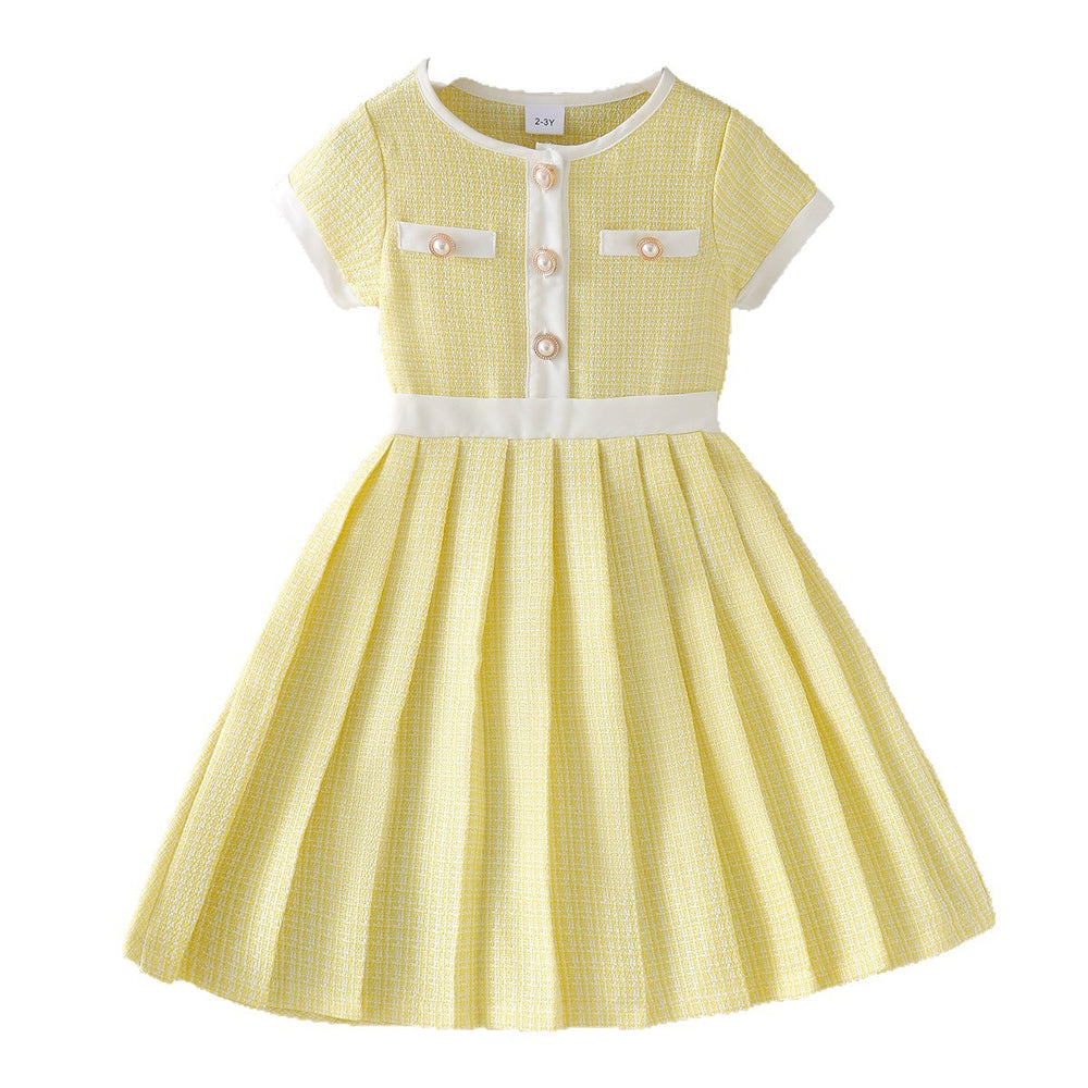 Baby clothing kids set children outfit yellow short-sleeved dress children's clothing