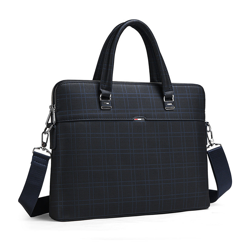 Business handbag men's bag new Korean version fashion plaid horizontal computer bag shoulder bag messenger bag briefcase