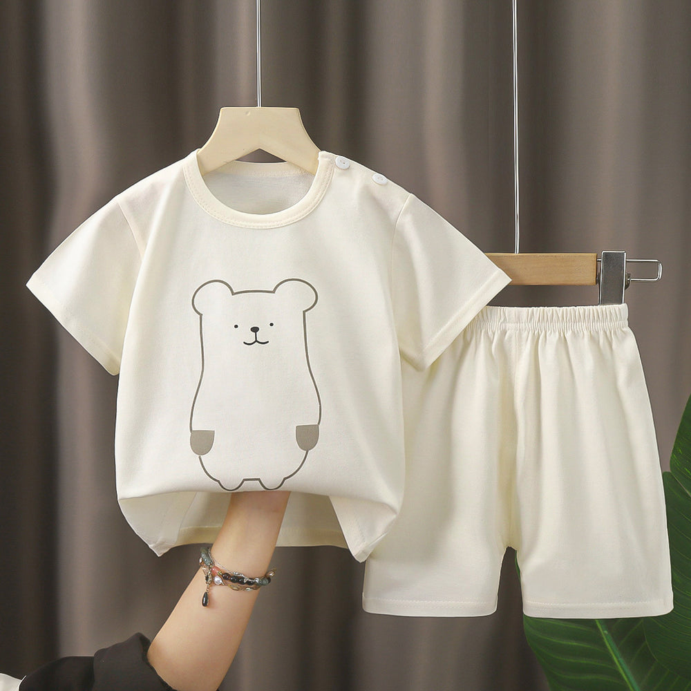 Kids' short-sleeve and shorts set - toddler & children's summer pure cotton underwear - boys' & girls' crew neck t-shirt