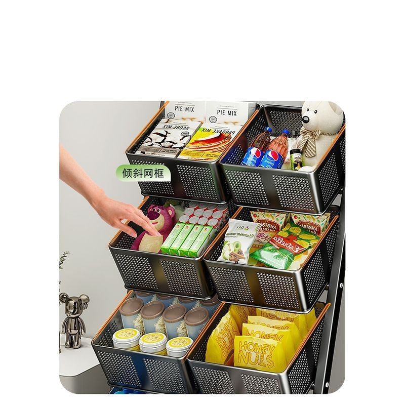 Large capacity cart living room snacks miscellaneous books movable storage basket vegetables kitchen storage rack extra large