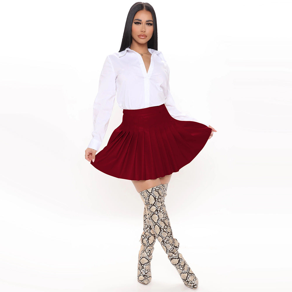 Aliexpress  pleated skirt fashionpu leather skirt a-line bottom skirt women's high waist skirt skirt new arrival leather skirt