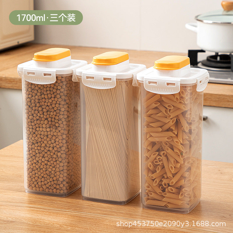 Kitchen Grains Sealed Storage Tank Transparent Plastic Square Food Sealed Tank Coffee Bean Noodles Storage Box