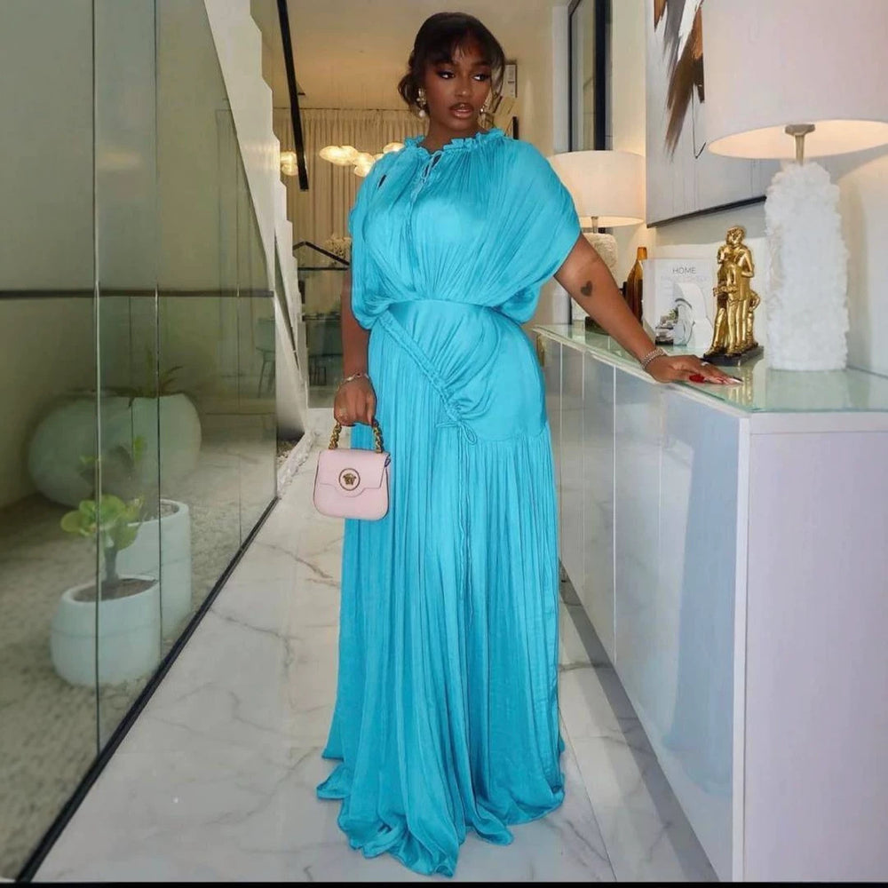 African & western cross-border fashion: pleated, loose-fit, trendy maxi dress - comfortable