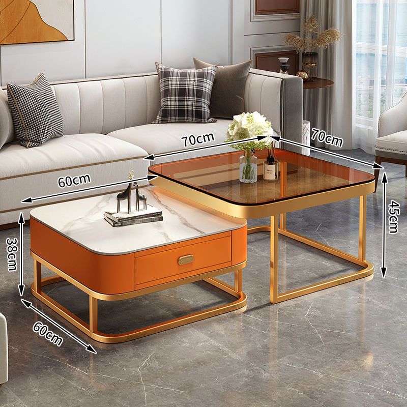 Modern minimalist sintered stone coffee table - luxury, trendy, space-saving design for small living rooms - available in various sizes for creative home combinations