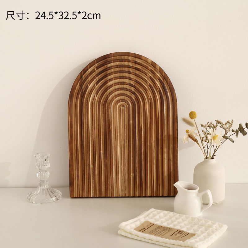 Nordic irregular plate dinner plate western food plating simple solid wood tray ornament for home korean style ins style
