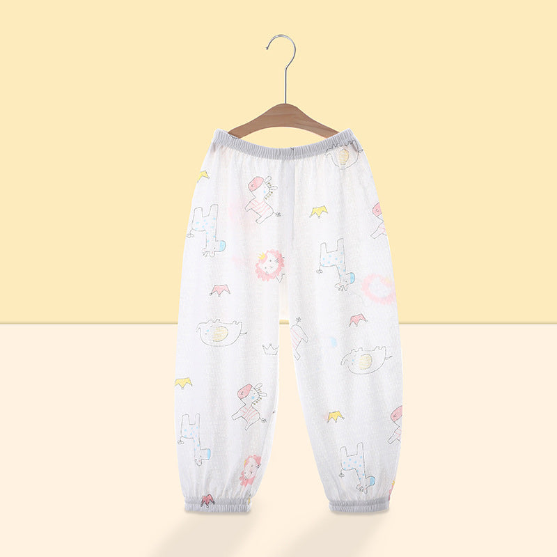 Baby pants summer thin pure cotton children's mosquito pants boys girls bloomers baby long pants sleep pants mesh