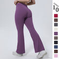 New arrival cross-border pure color breathable high waist hip lifting tight wide leg pants sports running fitness bell bottoms yoga clothes for women