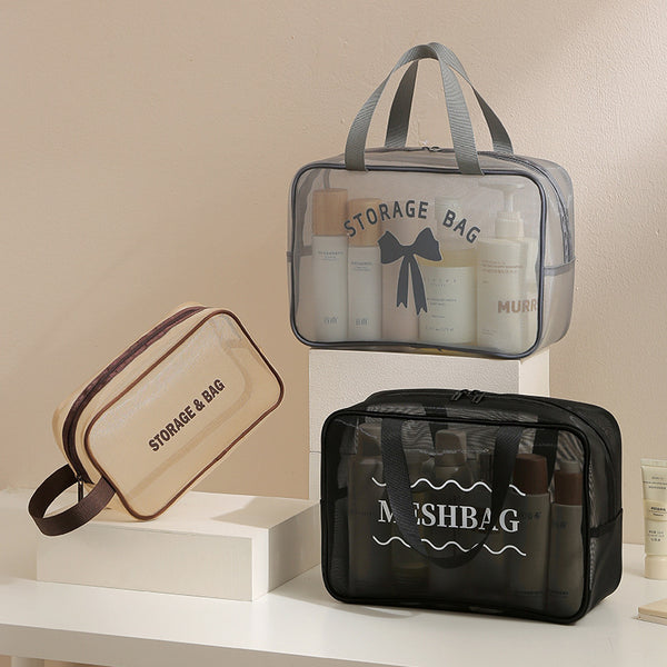 Mesh portable toilet bag portable travel cosmetic bag women's mesh storage bag large capacity mesh breathable storage bag