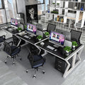 Minimalist modern computer desk with screen, staff workstation, office furniture, employee desk and chair combination - 4, 6, or 8 seater options available