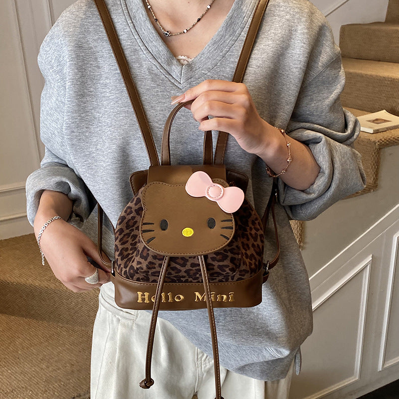 Cute cartoon mini backpack for women, new kitty cat backpack, stylish and versatile student bag, sweet commuter bag