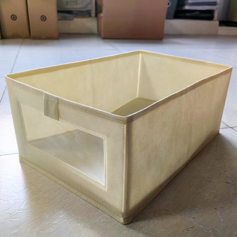 2025 Japanese-style large windowable cotton and linen storage box foldable household fabric storage for clothes and clothing