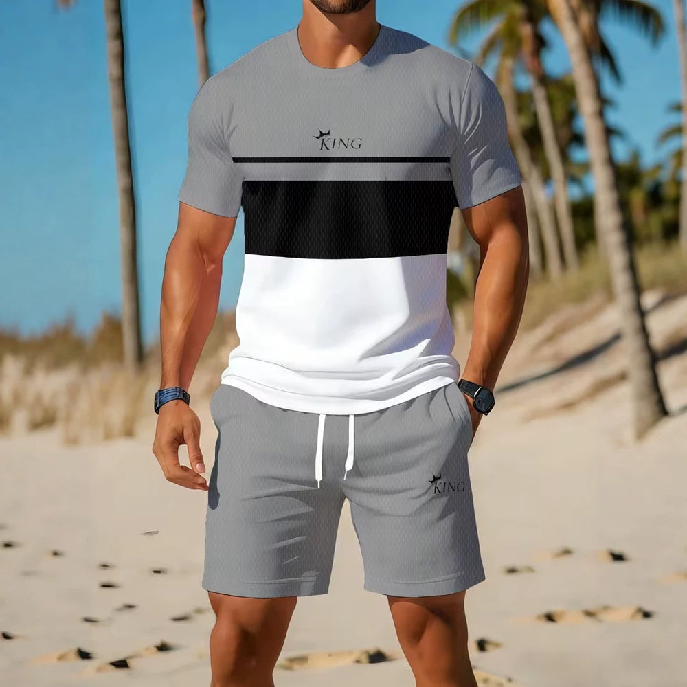 men's short-sleeve and shorts set, casual sportswear set, 3d printed cross-border hot seller, dropshipping available