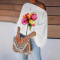 Amazon watercolor floral placement print asymmetrical neck lantern sleeve blouse - casual, loose fit, slimming top for women