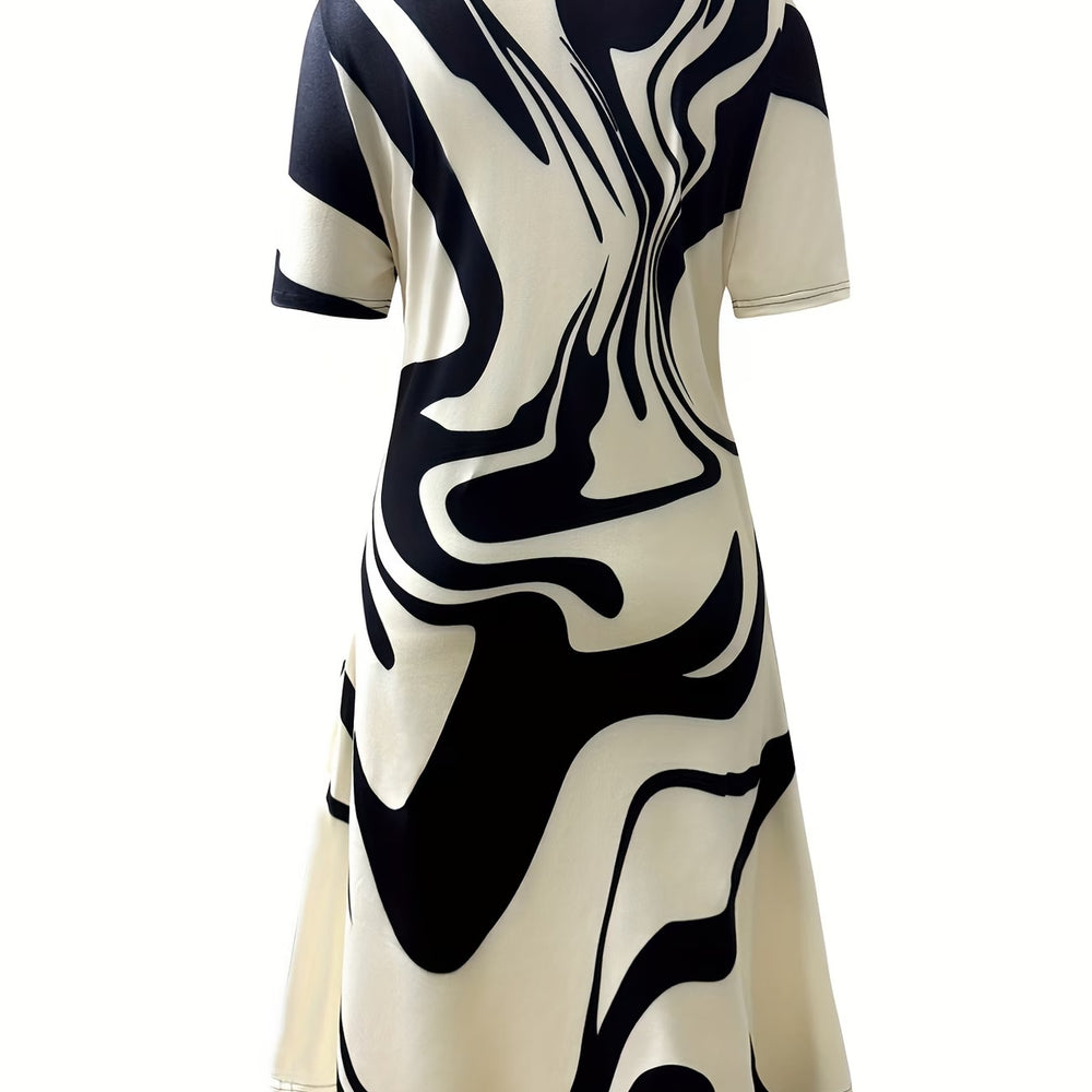 wholesale women's short-sleeved dresses, fashionable women's dresses for spring, summer, and autumn, new cross-border printed designs