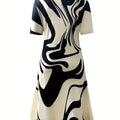 wholesale women's short-sleeved dresses, fashionable women's dresses for spring, summer, and autumn, new cross-border printed designs