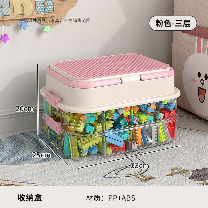 Building block storage box - small brick lego organizer - parts sorting & compartmentalized storage - kids' toy storage box