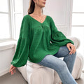 73-73003#  cross-border women's fashion ins style elegant solid color long sleeve plus size blouse