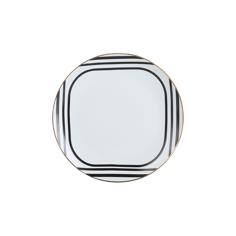 Showroom table tableware ornaments geometric bone china dinner plate scandinavian western food decorative plateaccessible luxury plate suit