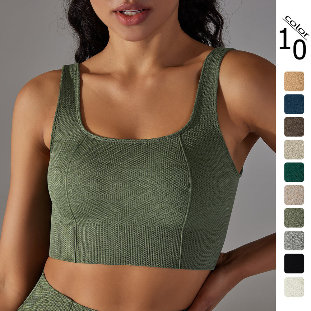 New arrival cross-border fashion seamless knittingpure color dot suspender beautiful back bra sports running fitness wear vest for women