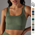 New arrival cross-border fashion seamless knittingpure color dot suspender beautiful back bra sports running fitness wear vest for women