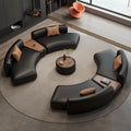 new luxury black semi-circular office sofa set - ideal for business meetings and reception areas